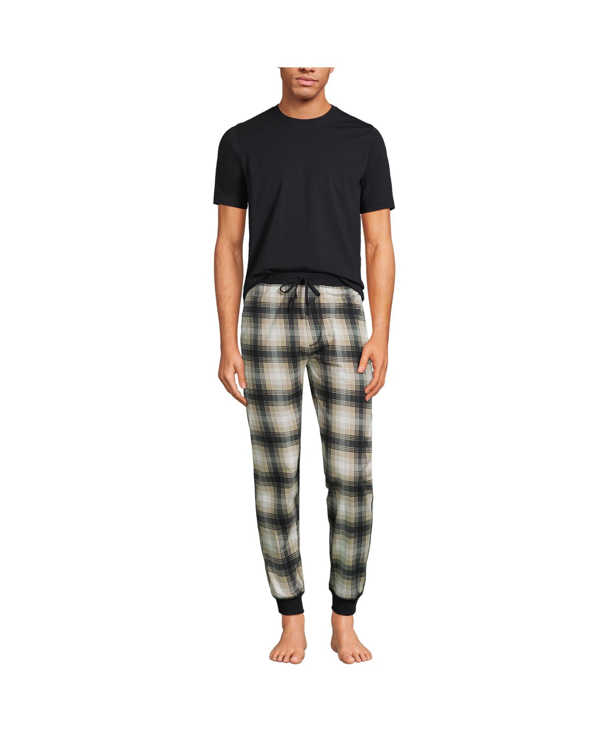 Men's Knit Jersey Pajama Sleep Set - Mariner blue/ivory plaid