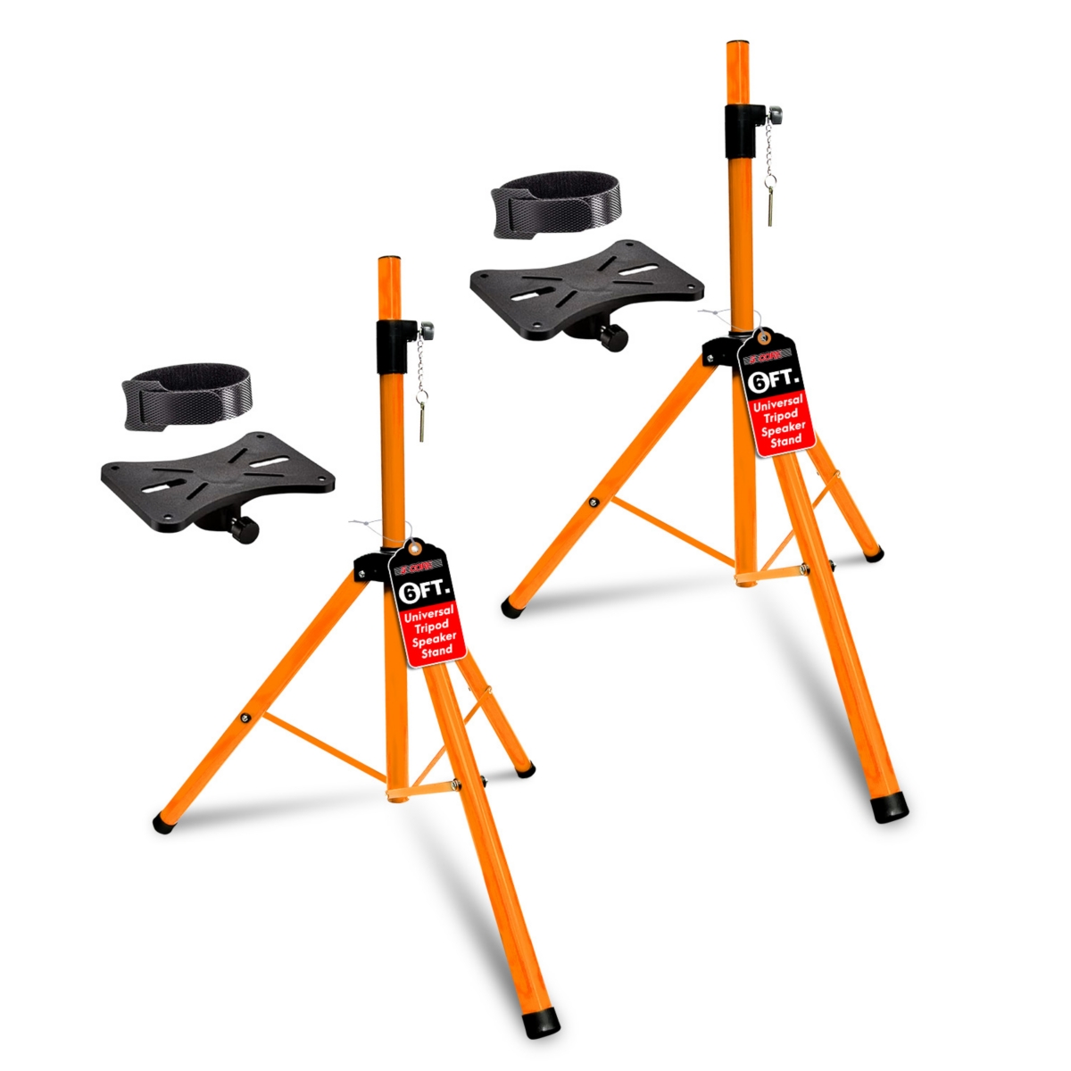 5 Core Speaker Stand Tripod Tall Adjustable 72 Inch Dj Studio Monitor Stands Pole Mount - Orange - 1PC - Orange