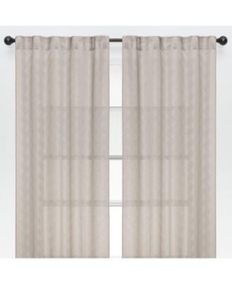 Premium 2-Panel Diamond Textured Semi Sheer Curtain Panels - 3-in-1 Back Tab, Rod Pocket, Ring Tab - for Windows Living Room Bedroom - Semi-Sheer Drapes for Privacy - 52 x 96 Inches - Taupe