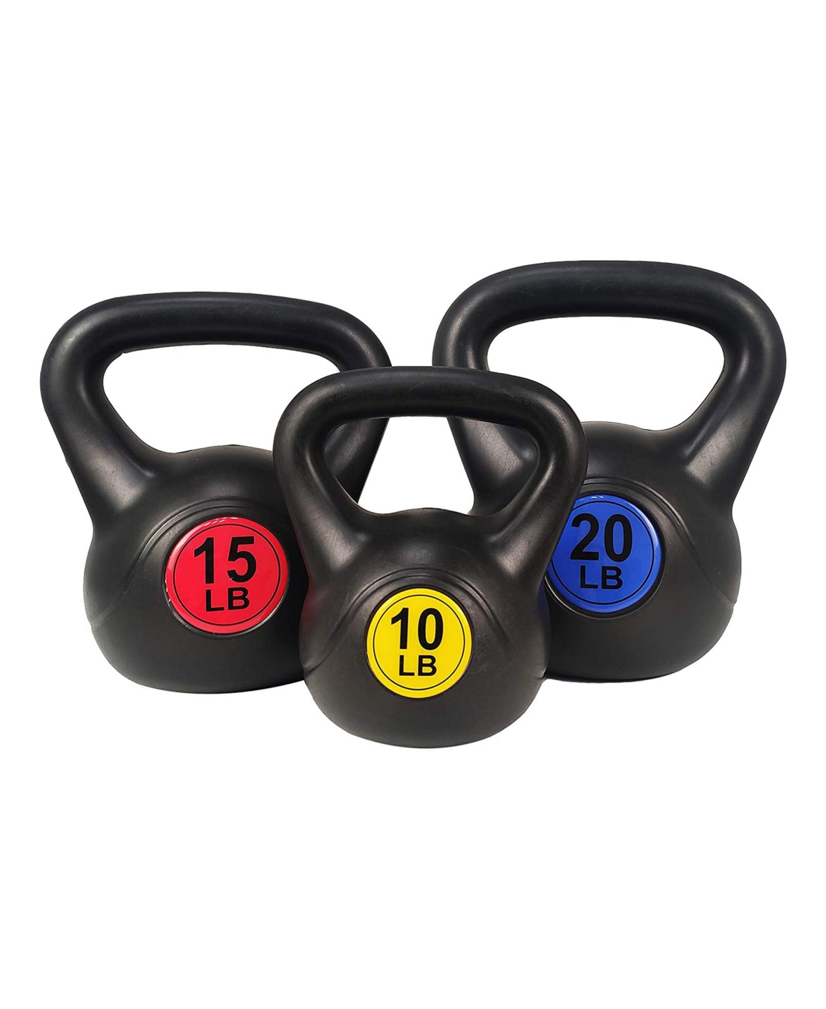 BalanceFrom Kettlebell Fitness Exercise Weights, Set of 3, 10, 15, and 20 Pounds - Black
