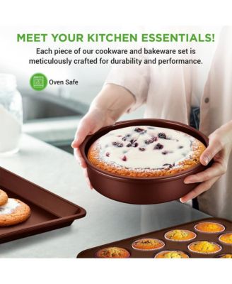 20-Piece Professional Cookware and Bakeware Set with Nonstick Pots and Pans, Cool-Touch Handles, Induction Safe