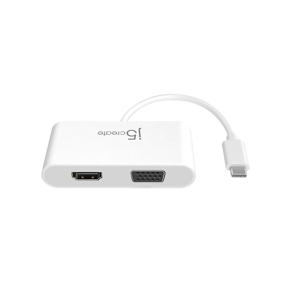 j5create JCA174 Usb Type-c to Vga & Hdmi Adapter - pure,  pristine white hue
