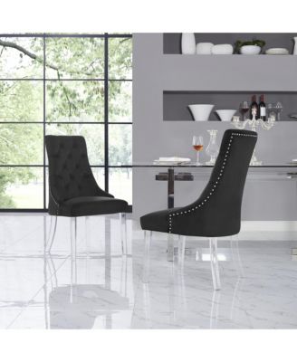 Winona Velvet Acrylic Leg Dining Chair Set of 2