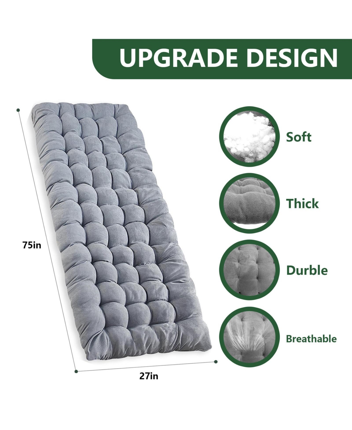 Sugift 4-Position Adjustable Folding Bed, Lounge Chair & Camping Cot with Pillow and Thick Mattress