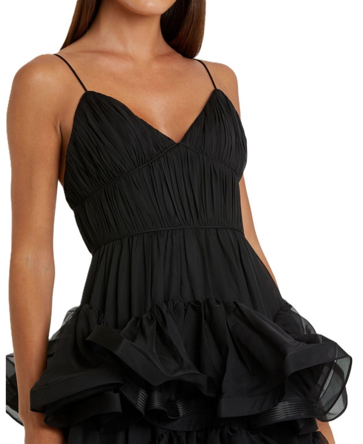 Mac Duggal Women's Tiered V-Neck Dress