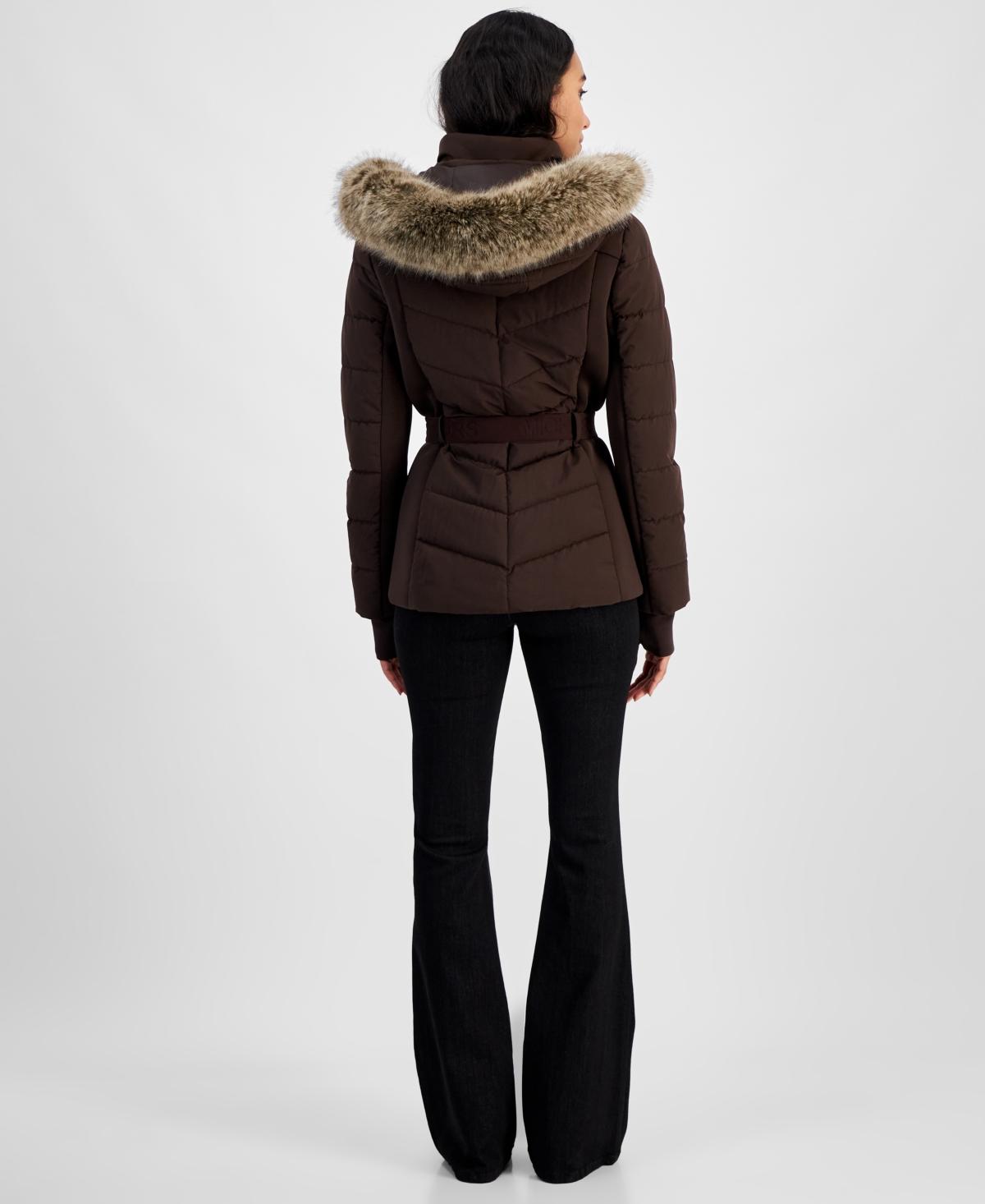Michael Michael Kors Womens Detail Back Hooded Puffer Coat, Created for Macys