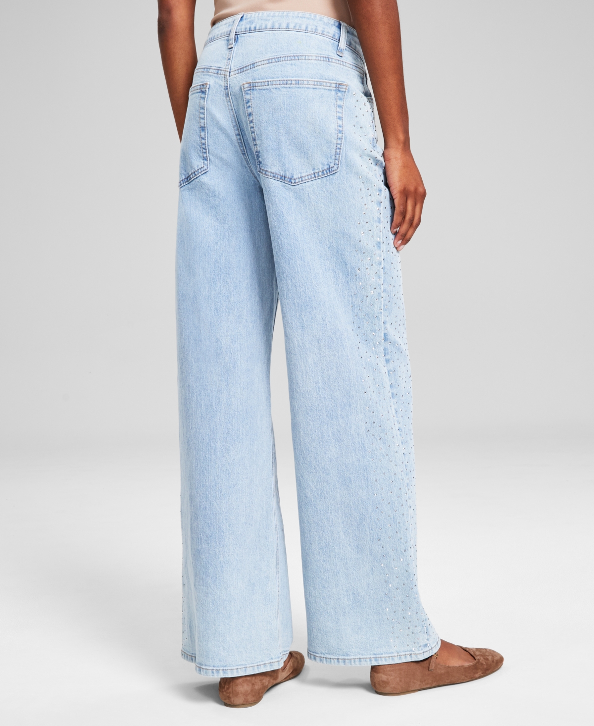 And Now This Women's Studded High-Rise Wide-Leg Jeans, Created for Macy's