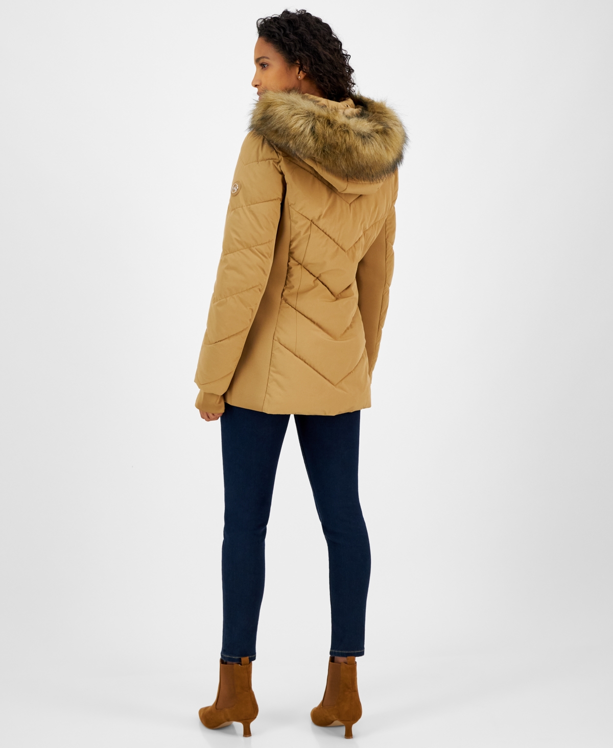 Michael Michael Kors Women's Faux-Fur-Trim Hooded Puffer Coat, Created for Macy's