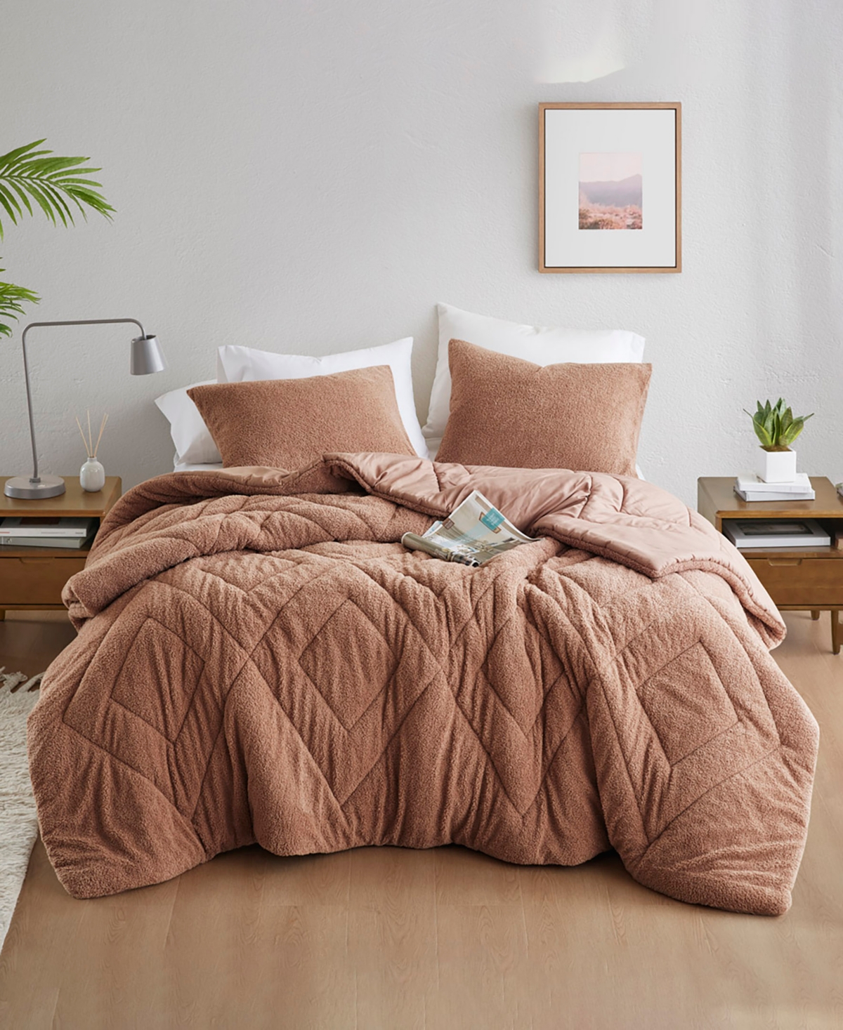 510 Design Kyla Double Diamond Quilted Teddy 3-pc. Comforter Set, King/california King In Brown