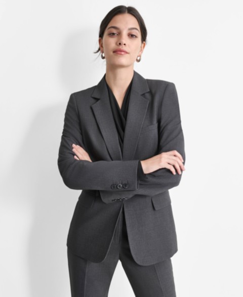 Женские DKNY Women’s Notch-Lapel Button-Front Long-Sleeve Blazer