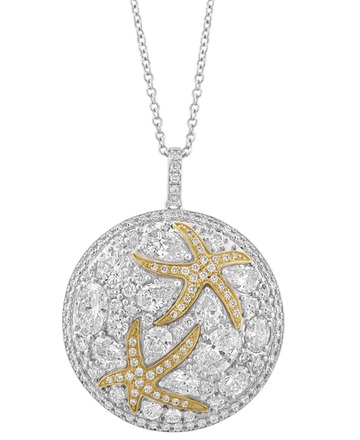Effy Collection Effy Lab Grown Diamond Mixed-cut Starfish 18" Pendant Necklace (3-1/2 Ct. T.w.) In 14k Two-tone Gold