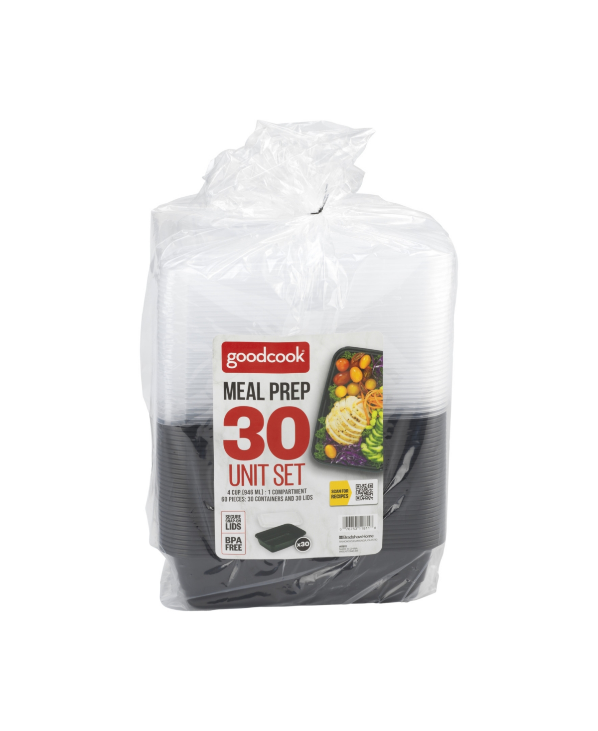 Good Cook Meal Prep Rectangle Single Compartment 30 Pack Container In Black