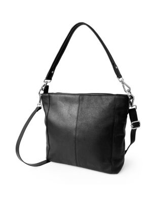 Ladies Large Leather Multi Zip Pocket Hobo Shoulder Bag