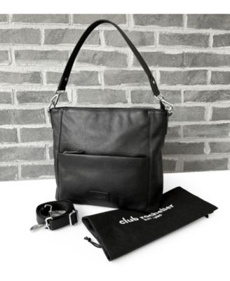 Ladies Large Leather Multi Zip Pocket Hobo Shoulder Bag