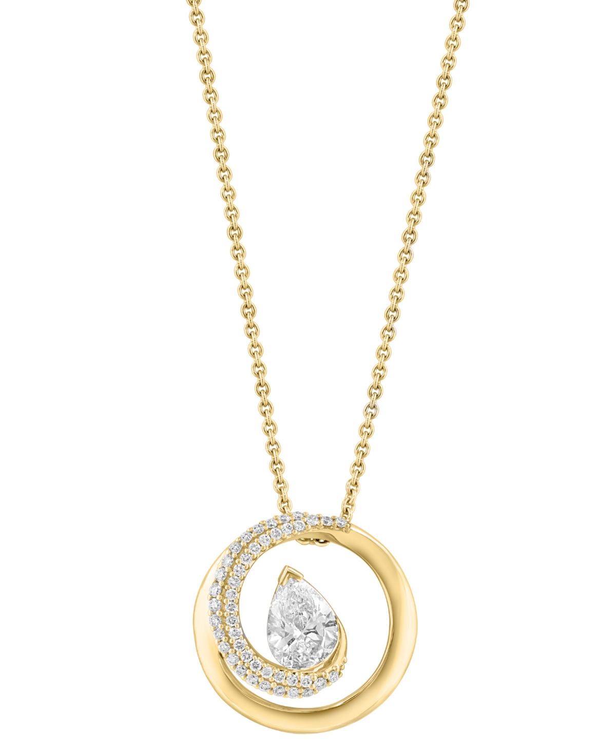 EFFY COLLECTION EFFY LAB GROWN DIAMOND PEAR & ROUND SWIRL CIRCLE 18" PENDANT NECKLACE (1-3/4 CT. T.W.) IN 14K GOLD 