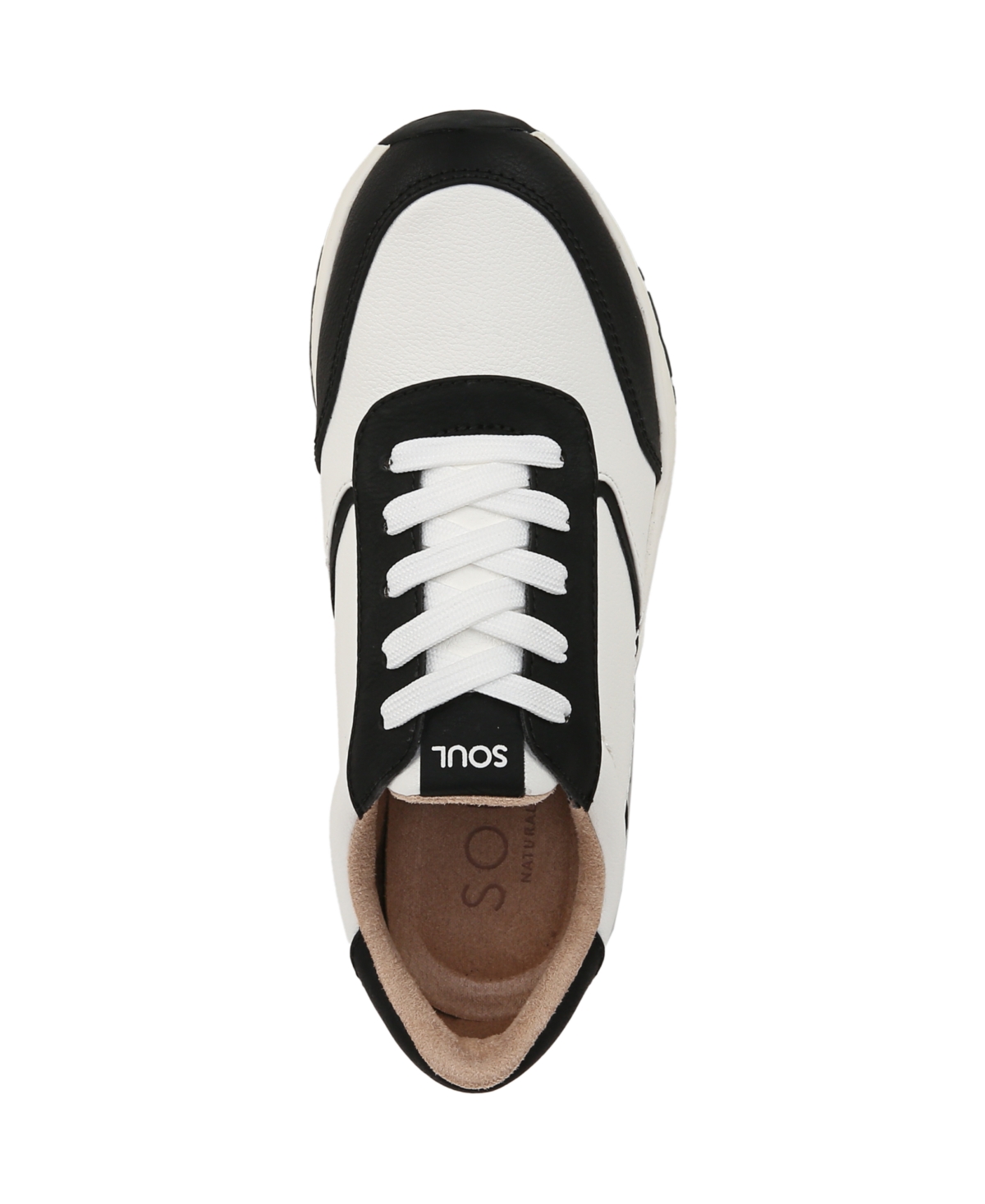 Shop Soul Naturalizer Jackson Lace-up Wedge Sneakers In Black,white Faux Leather