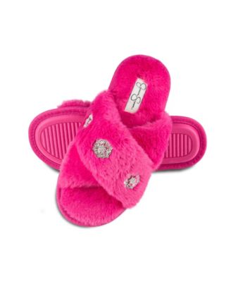 Women's Embellished Cross Band Slide Slippers