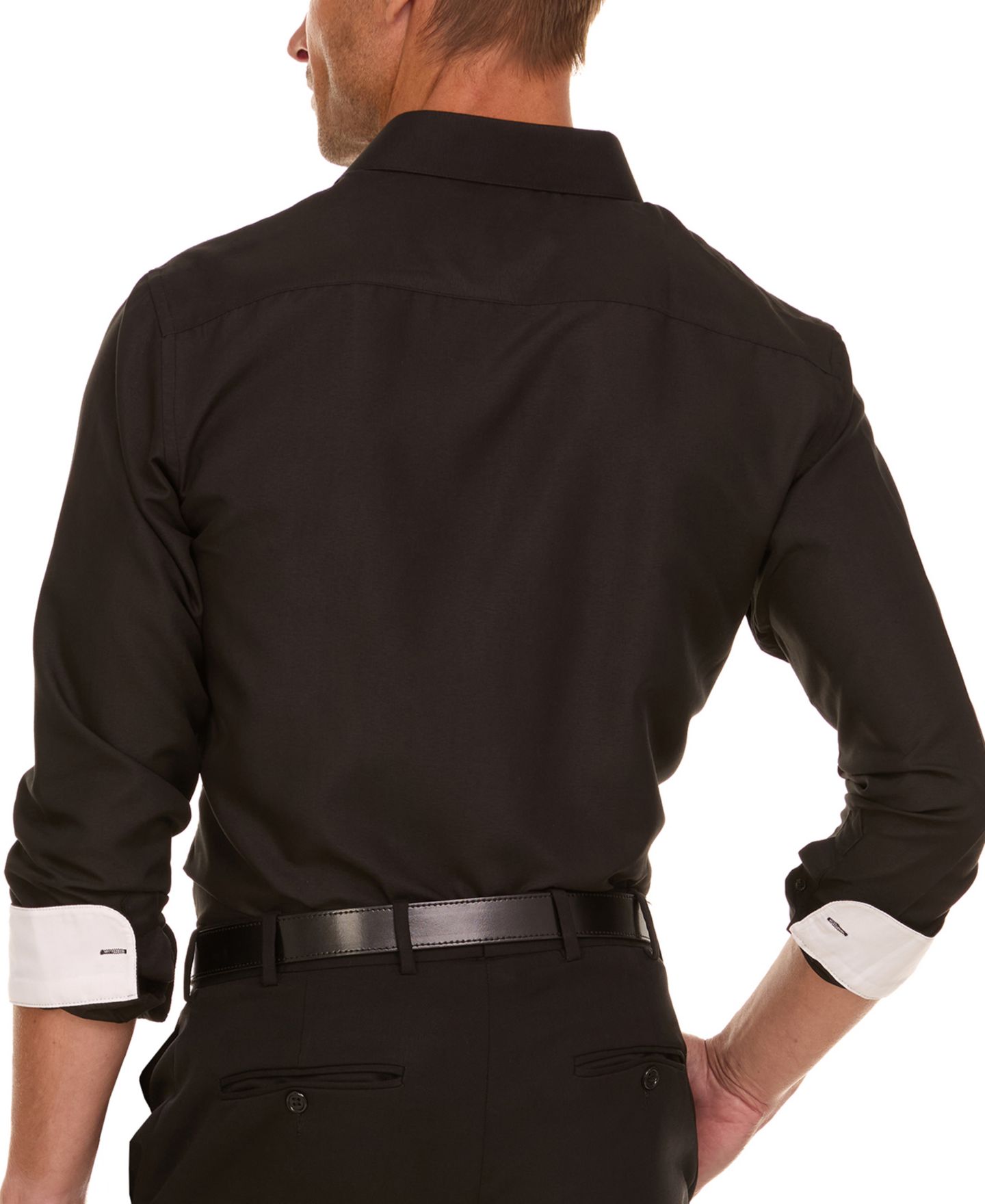 Мужская рубашка Nicole Miller Slim-Fit Dress Shirt, цвет: Чёрный — фото 3