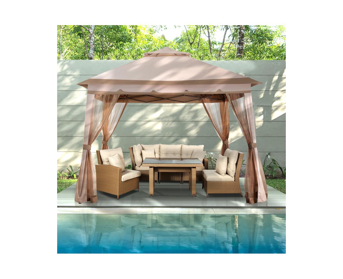 Pamapic 11 ft. x 11 ft.Outdoor Pop Up Gazebo - Beige