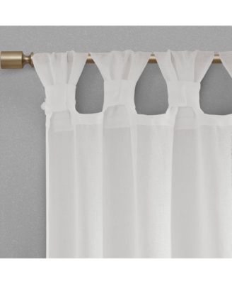Rosette Floral Embellished Cuff Tab Top Solid Curtain Panel, 50"W x 95"L