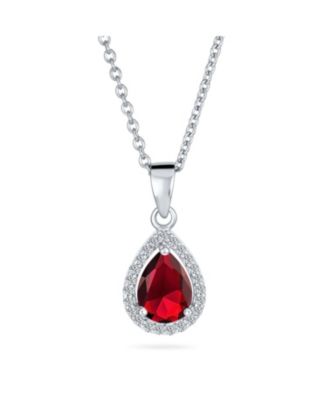 Cubic Zirconia Classic Large CZ Teardrop Solitaire Pendant Necklace .925 Sterling Silver