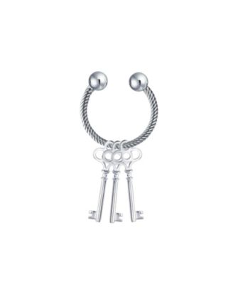 Classic Twisted Cable Keychain Ball Screw Tip Horseshoe Key Ring Graduation Shine Oxidized .925 Sterling Silver