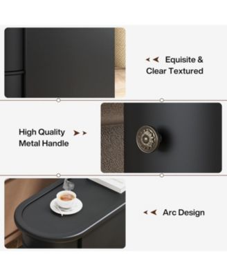 End Table with 2 Drawers, Sofa Side Table with Storage, No Assembly Required, Closed Back, Slim Nightstand Vintage Wood Bedside Table