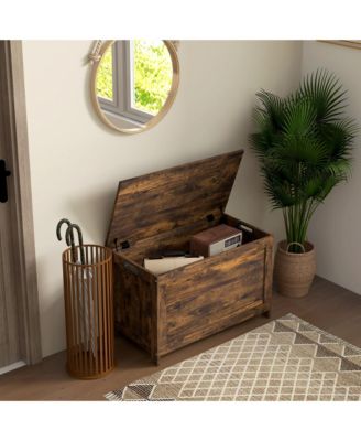 29.9" Storage Chest w/ 2 Safety Hinges, Wooden Box,