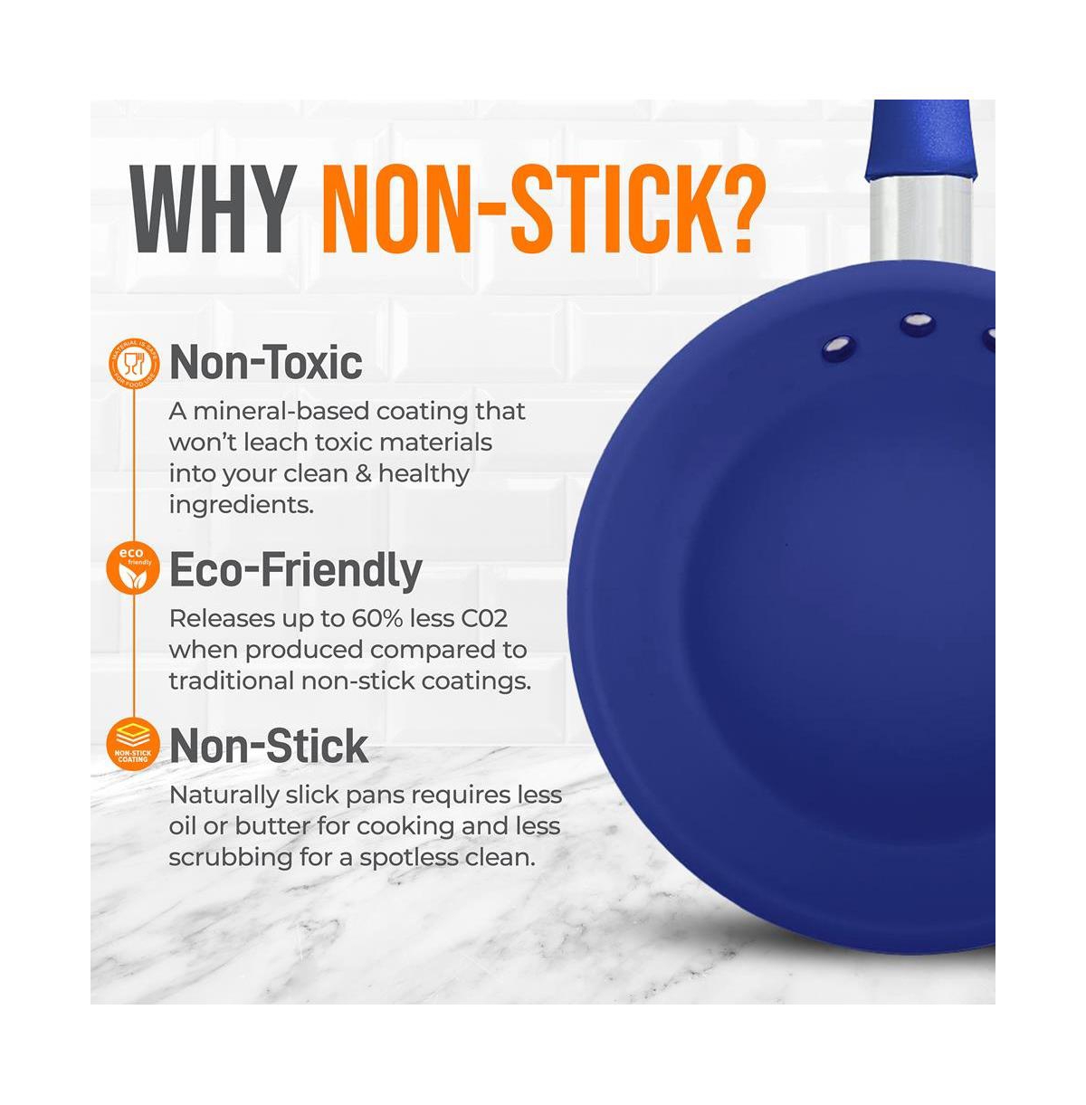 NutriChef 12'' Large Fry Pan with Lid - Non-stick Pan with Silicone Handle, Ceramic Coating Inside