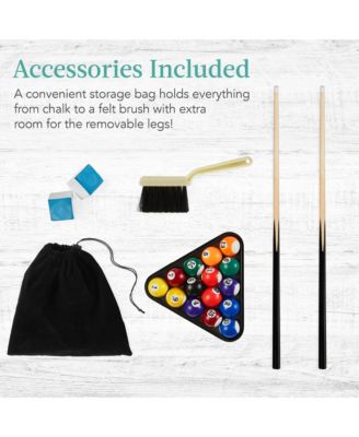 40in Tabletop Billiard Table, Pool Arcade Game Table w/ 2 Cue Sticks, Ball Set, Storage Bag