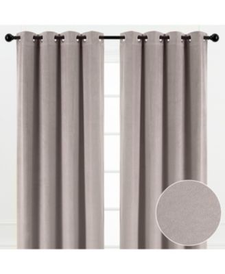 Premium Taupe Velvet Curtains Panel Set 2 -Piece - Grommet Partial Blackout Curtains Room Darkening Curtains Drapes for Living Room Bedroom - Window Treatment - 63 Inch Length -Taupe