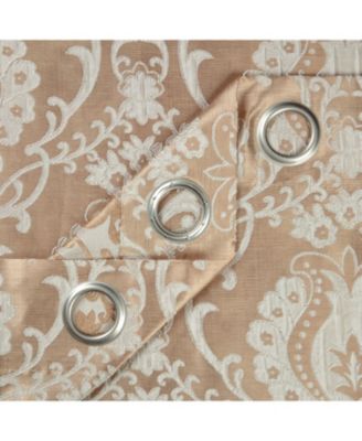 Premium Damask Pattern Luxury Beige Curtains - 63 Inch Panels with Grommets - for Living Room Windows Bedroom Kitchen Dining - Elegant Jacquard Classy Design - Room Darkening 2 Panel Set