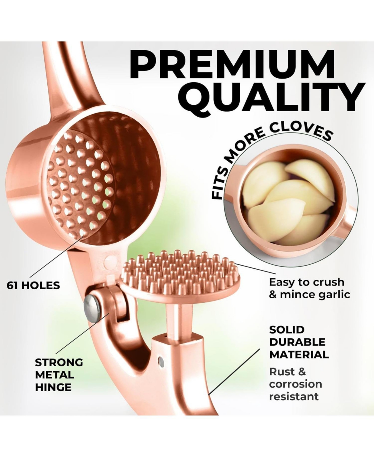 Zulay Kitchen Premium Garlic Press Set - Bigger Bowl for Bigger Garlic