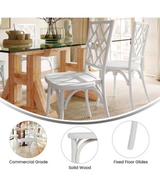 Mara Set Of 2 Solid Wood Dining Chairs With Stackable Design, Ornate Seat Back Accenting, And Elegant Finish