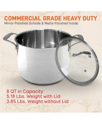Stainless Steel Cookware Stockpot - 8 Quart, Heavy Duty Induction Pot, Stock Pot With Lid