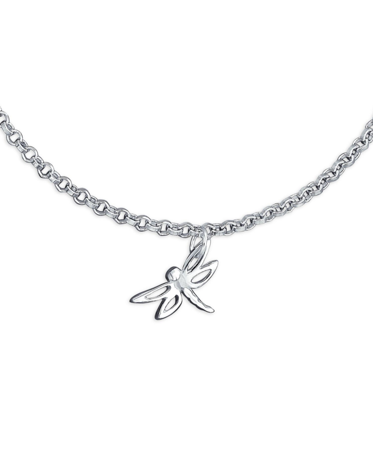 Bling Jewelry Multi Dragonfly Firefly Anklet Dangle Charm Ankle Bracelet For Women .925 Sterling Silver Adjustable 9 To