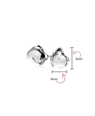 Gothic Punk Rocker Dragon Claw Stud Earrings Aqua Blue Ball Silver Tone