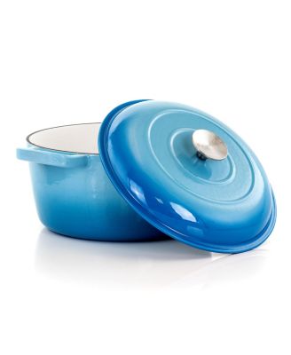 5 Quarts Round Enameled Cast Iron Casserole with Lid in Blue