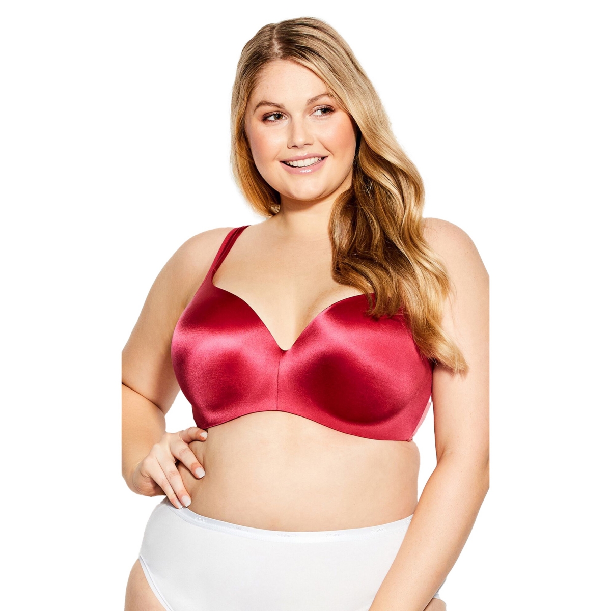 Plus Size Lace Detail Underwire Bra - Red bud