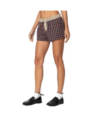 Women's Mixed Plaid Boxer Shorts