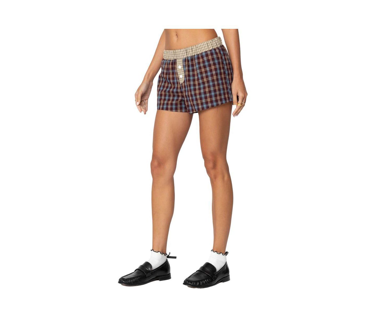Женские трусы Edikted Mixed Plaid Boxer Shorts — фото 3