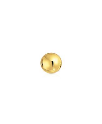 Tiny Simple Hollow Cartilage Ear Lobe Bead Round Ball 14K Yellow Drop Wire Gold Stud Earrings 
