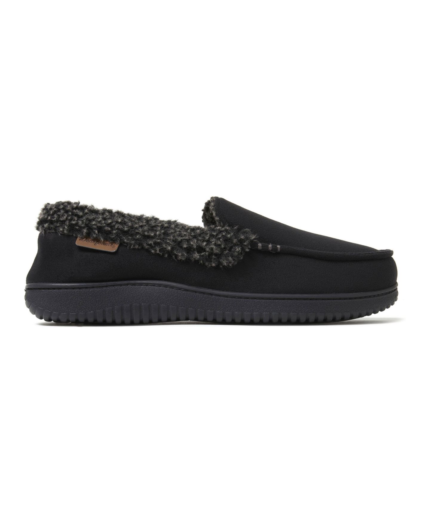 Мужские тапочки Dearfoams Alexander Microsuede Moccasin House Shoe Slipper, цвет: Чёрный — фото 5