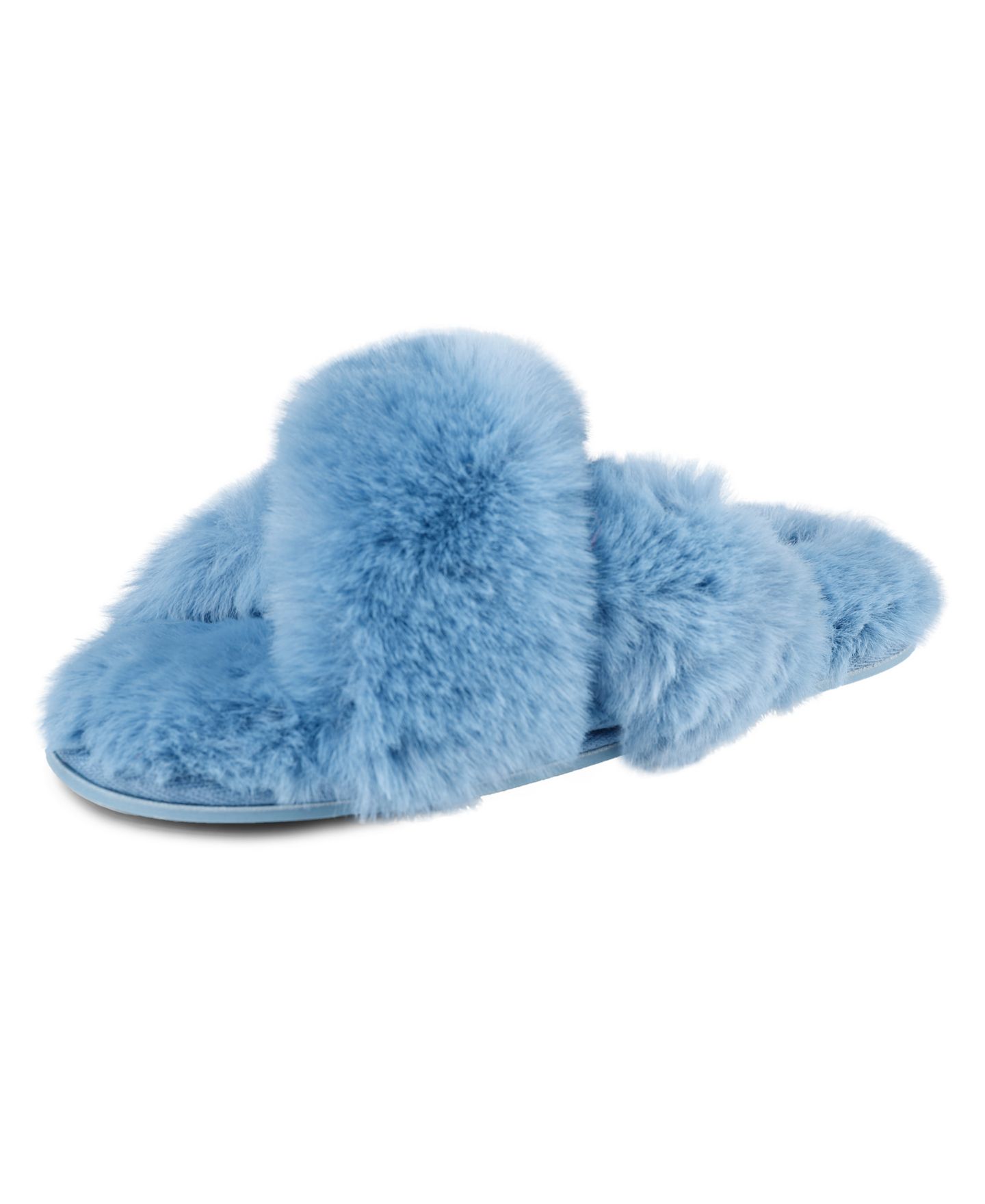 Женские тапочки Jessica Simpson Extra Soft High Plush Cross Band Slide Slippers, цвет: Синий — фото 1
