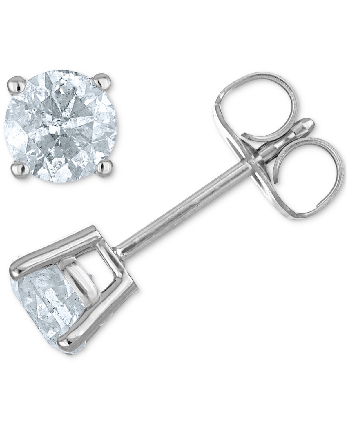 Macy's Diamond Four Prong Stud Earrings (3/8 Ct. Tw) In 14k White Gold Or 14k Gold In White Gold