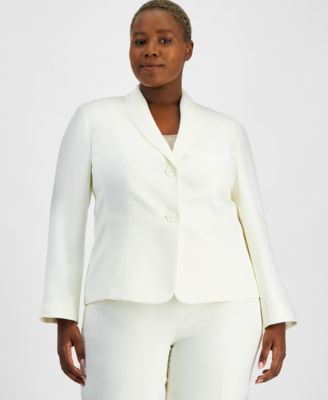 Plus Size Shawl-Collar Pant Suit Set
