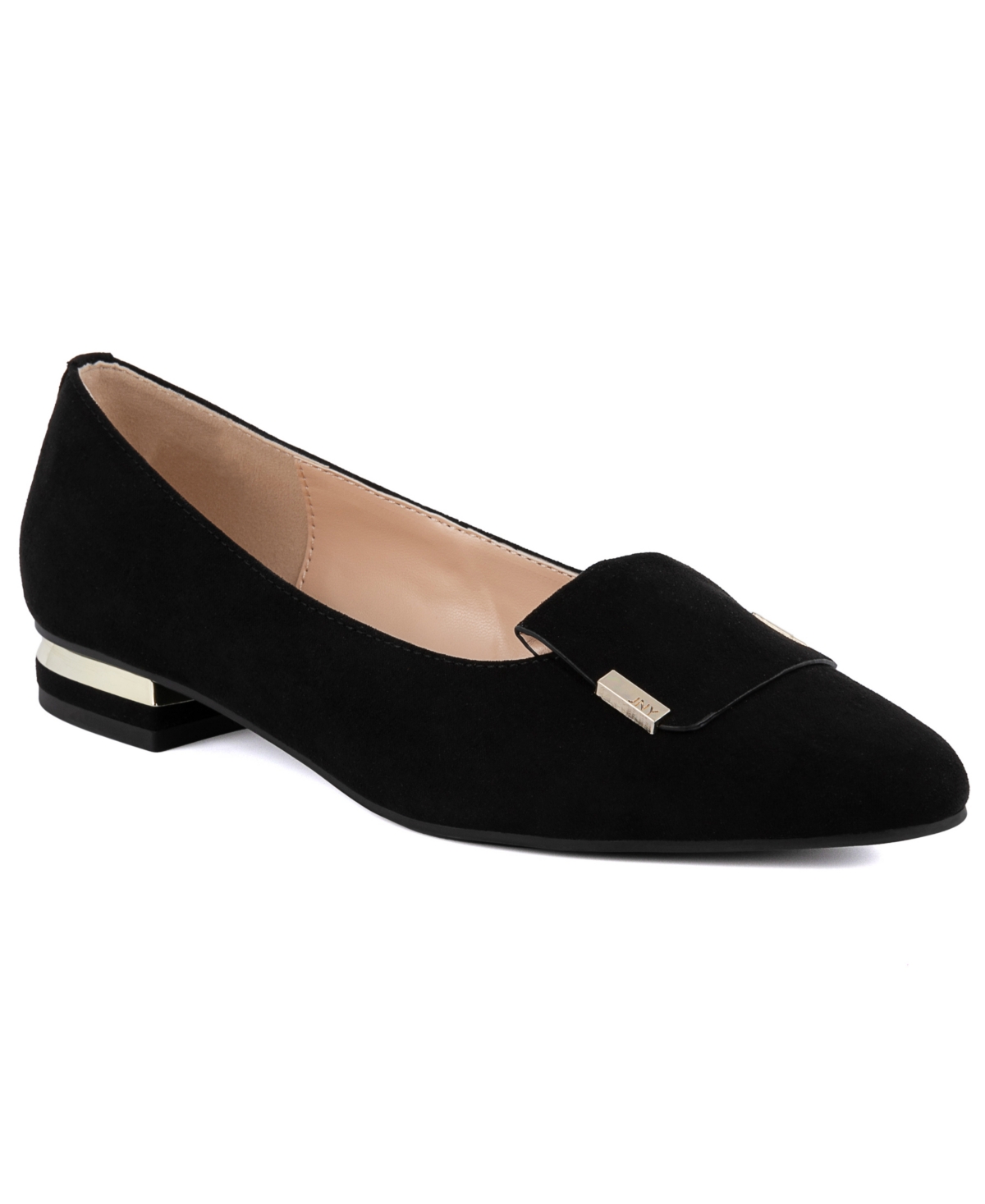 Jones New York Quesheen Womens Solid Faux Leather Loafers In Black Micro