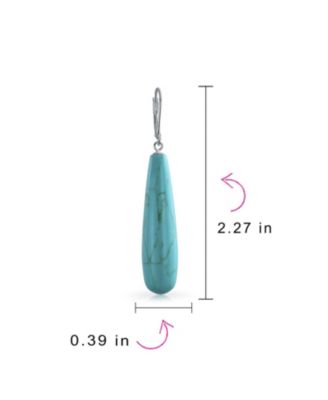 Long Linear Quartz Turquoise Onyx Lapis Lazuli Dangle Earrings Sterling Silver