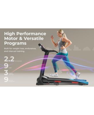 Adjustable Incline Foldable SMART Treadmill w Digital Monitor, Shock Absorption, Pulse Sensors, Handrail Controls, Exclusive SunnyFit App Bluetooth Connectivity