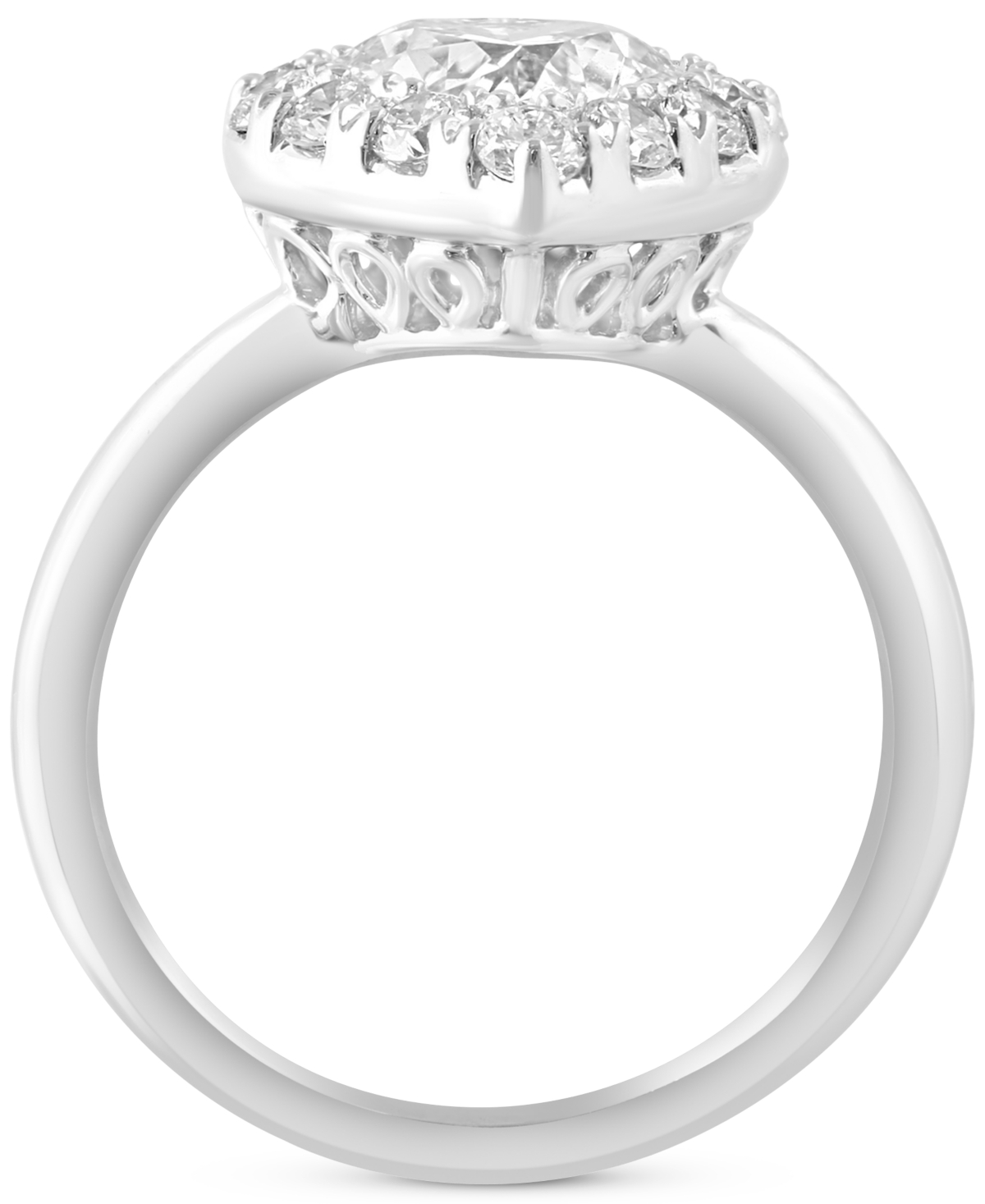 Effy Collection Effy Lab Grown Diamond Heart & Round Halo Ring (2-1/10 Ct. T.w.) In 14k White Gold In White Gold
